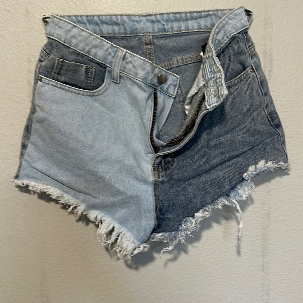 Never worn color block denim shorts.*